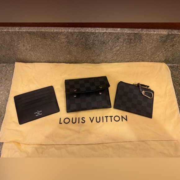 Louis Vuitton Other - Louis Vuitton Black and Gray Checkered Accessory Trio
